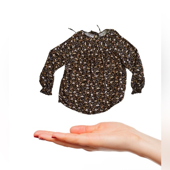 KNOX ROSE Black Print Smocked Long Sleeve Tie Neck BOHO Hippie Blouse - XL - Picture 3 of 16